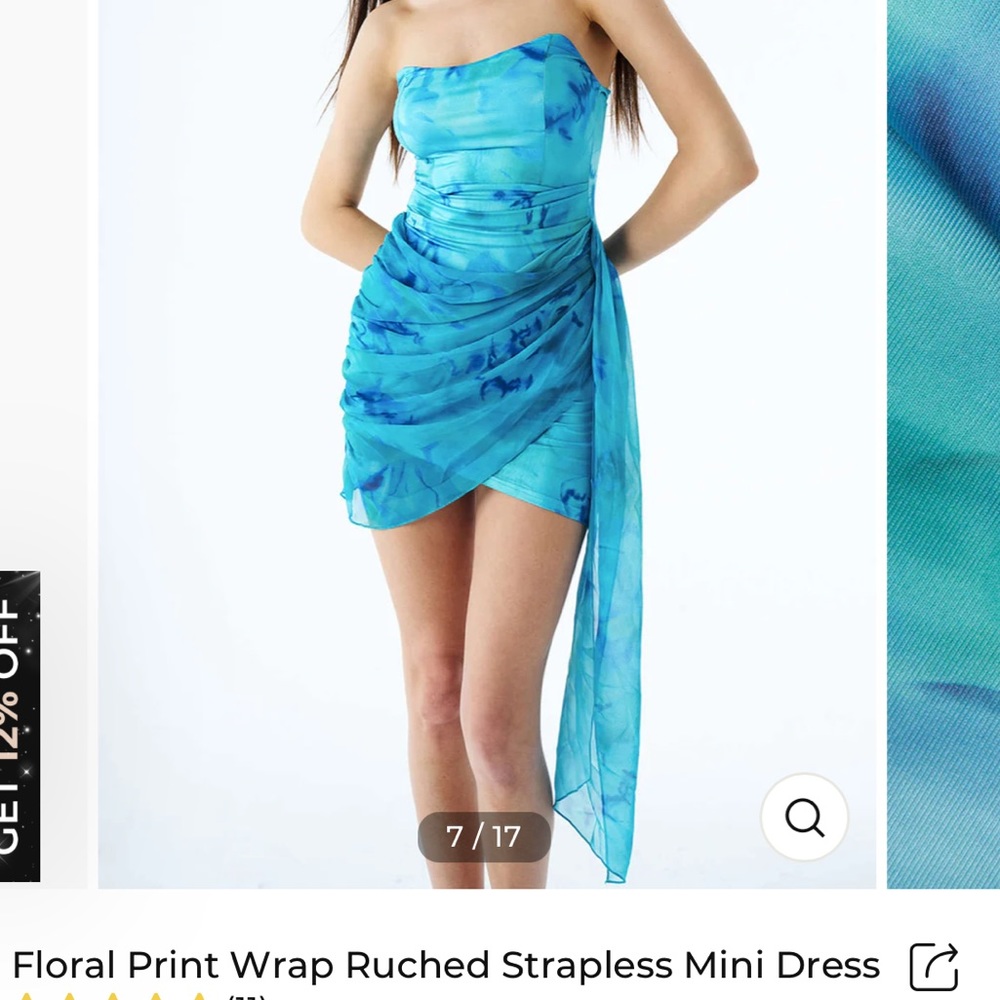 turquoise micas strapless dress